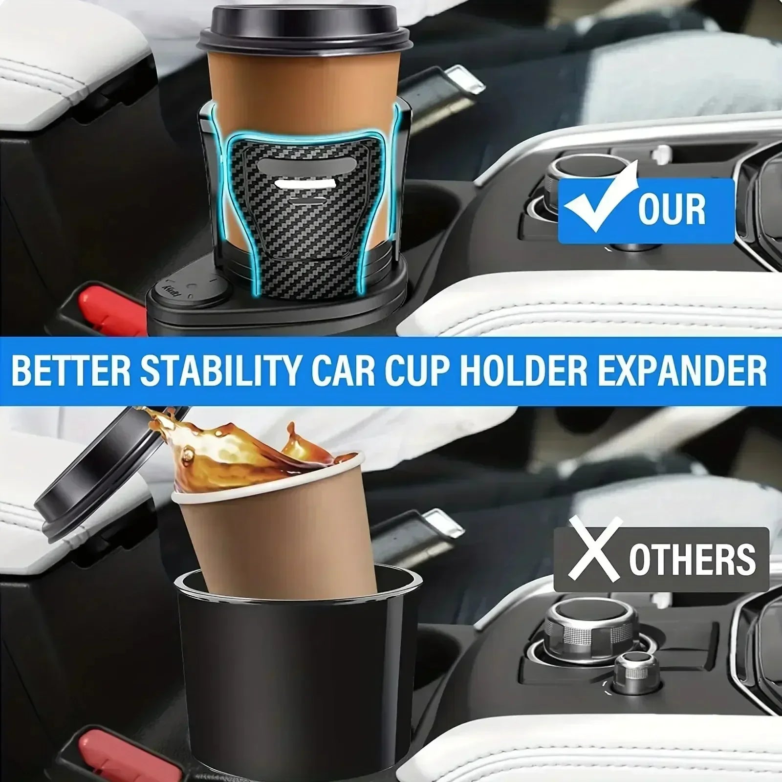 Adjustable Dual Cup Holder Car Mount Multifunction New Car Cup Holder Expander Adapter with Mobile Phone Holder Function Zpaxo