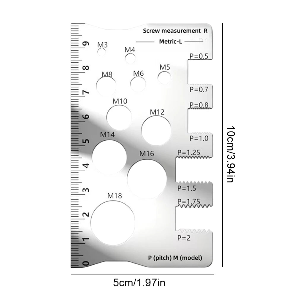 Screw Thread Pitch Gauge Ruler Anti-slip Metric Angle Model Measuring