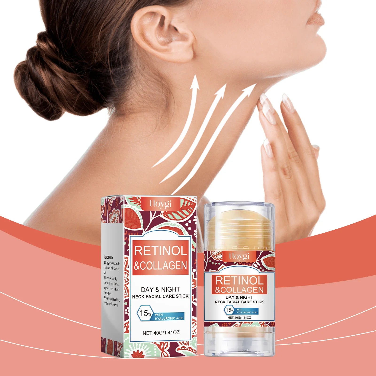 Neck Face Firming Stick 40g with Jojoba Oil Hyaluronic Acid Collagen Anti Wrinkle Cream for Sagging Hydrating for Sensitive Skin Zpaxo