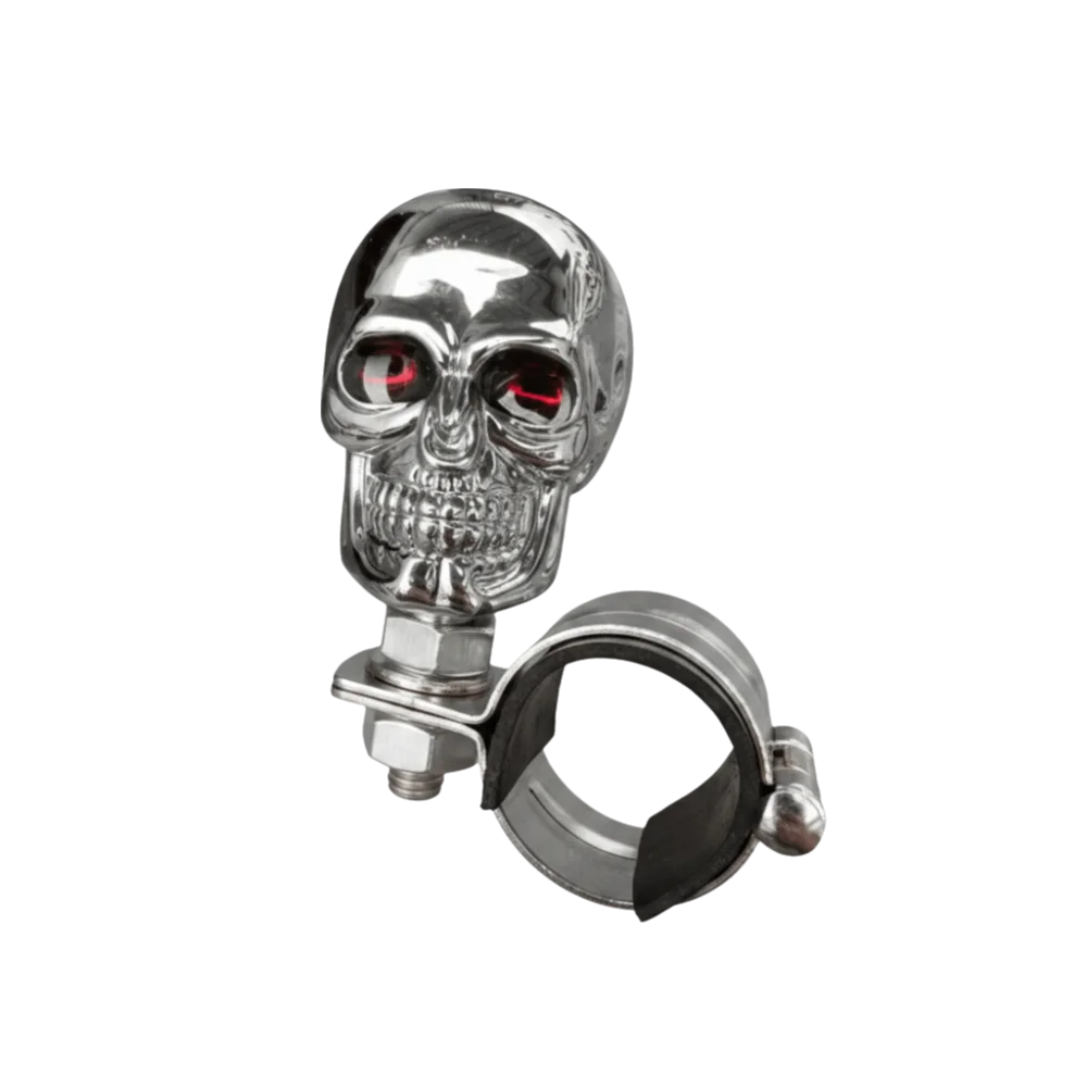 Metal Bearing Steering Wheel Booster Skull Head Design Universal Fit Zpaxo Silver