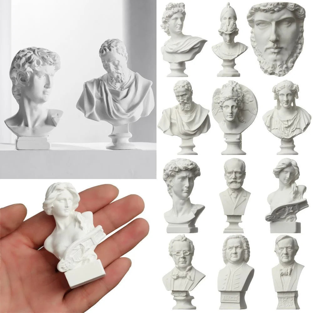 Nordic Plaster Bust Statue – Greek Mythology Desktop Figurine