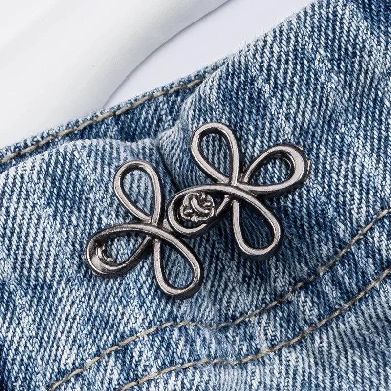 Clover Waist Button Fastener Adjustable Metal Jeans Buttons Zpaxo Grey 10pcs