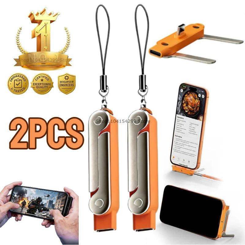 USB Type C Flat Charger Charging Cable C Kick Cable Stand with Invisible Support Foldable Phone Holder 240W Charge Wire Bracket Zpaxo Orange-2PCS