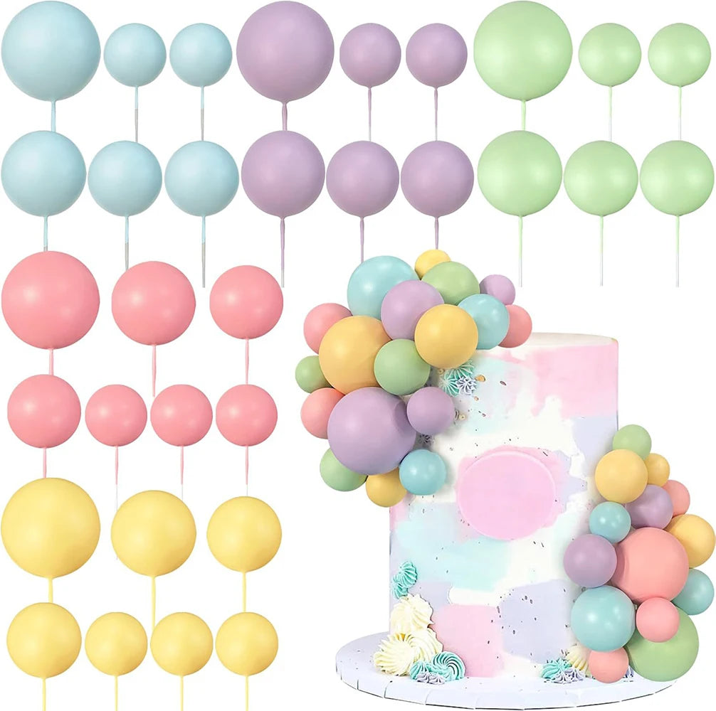 Ball Cake Toppers Colorful Pearl Decorations Birthday Wedding Baby Zpaxo colorful 1