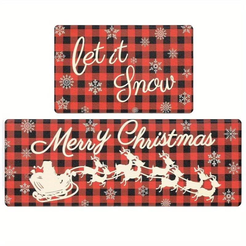 Christmas Theme Rug Machine Washable Dog Print Floor Mat Living Room
