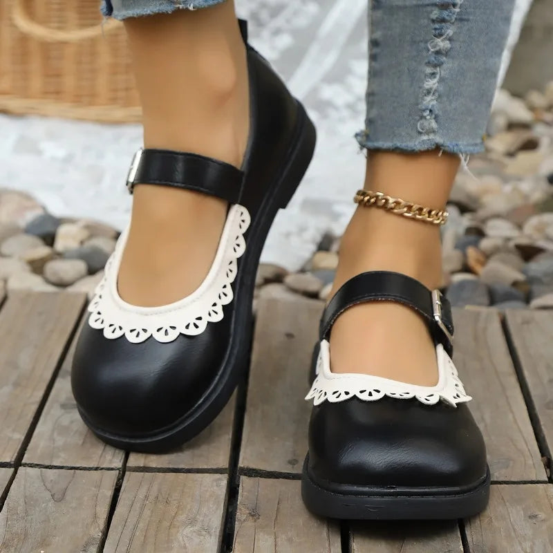 2026 Spring Autumn Women's Round Closed Toe Comfortable Vintage Zpaxo