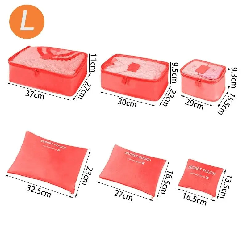 Home Travel 6-piece Clothing Storage and Organizing Bag Thickened Cosmetics Storage Bag Foldable Business Travel Storage Bag Zpaxo L-Watermelon Red