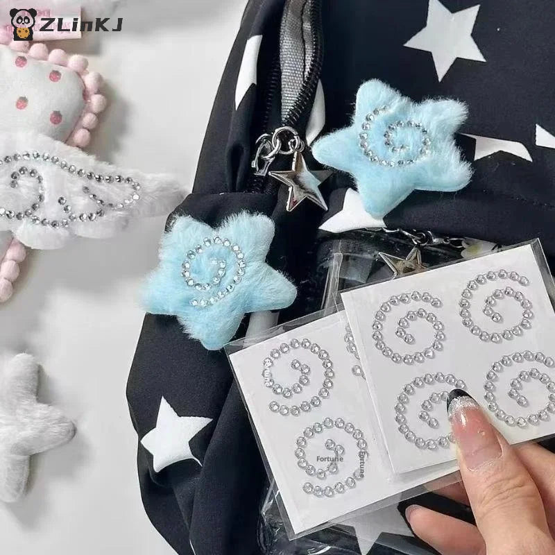 1 2 Sheets Fish Cakes Heart Star Angel Wings Sparkly Rhinestone Zpaxo