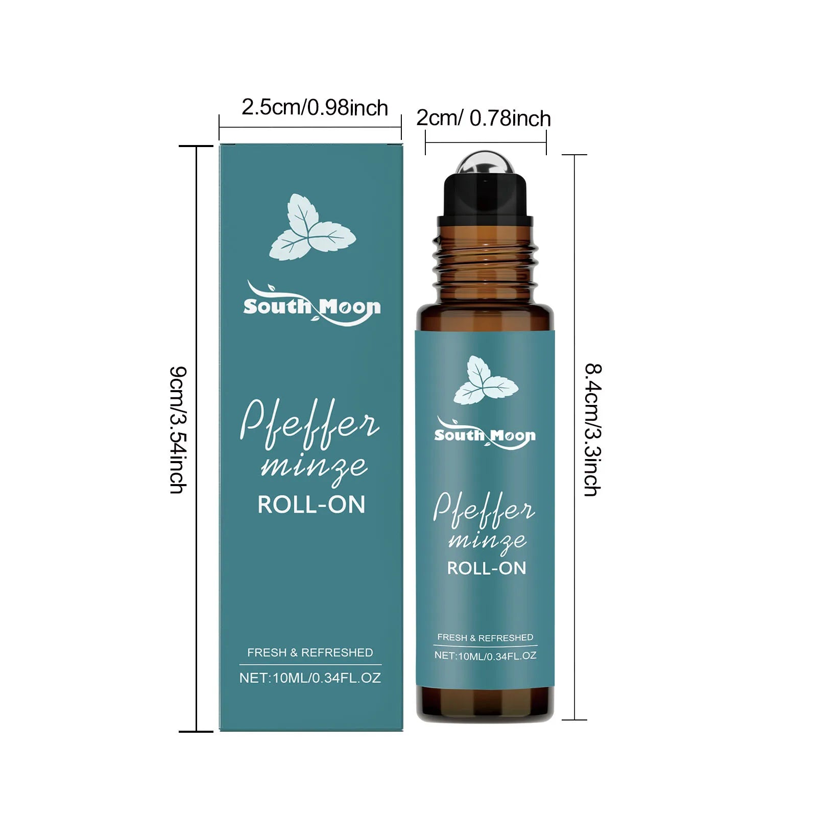 Peppermint Roll-On Essential Oil | Portable Fragrance & Massage Essential Oil Roll-On Zpaxo 10ml Boxed 10ml