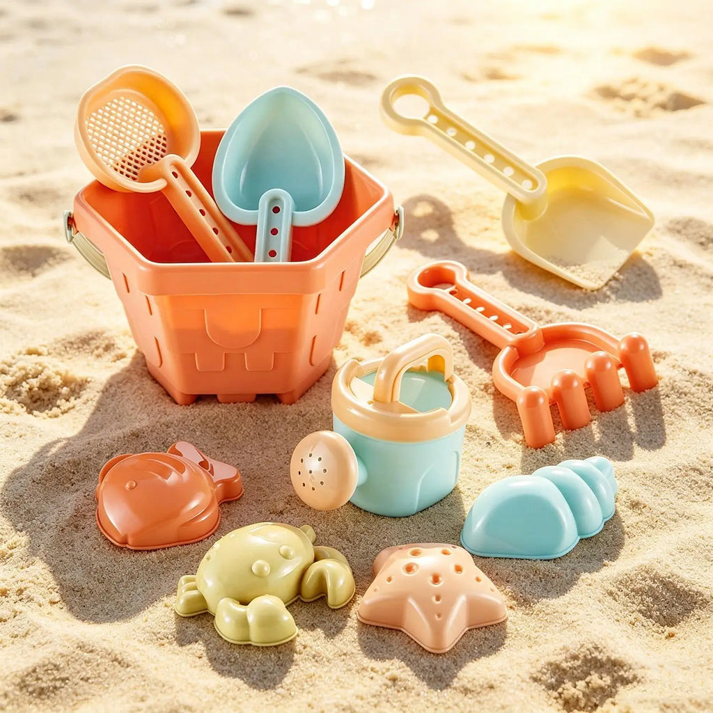 Beach Sand Toys Bucket Shovel Rake Starfish Crab Outdoor Summer Water