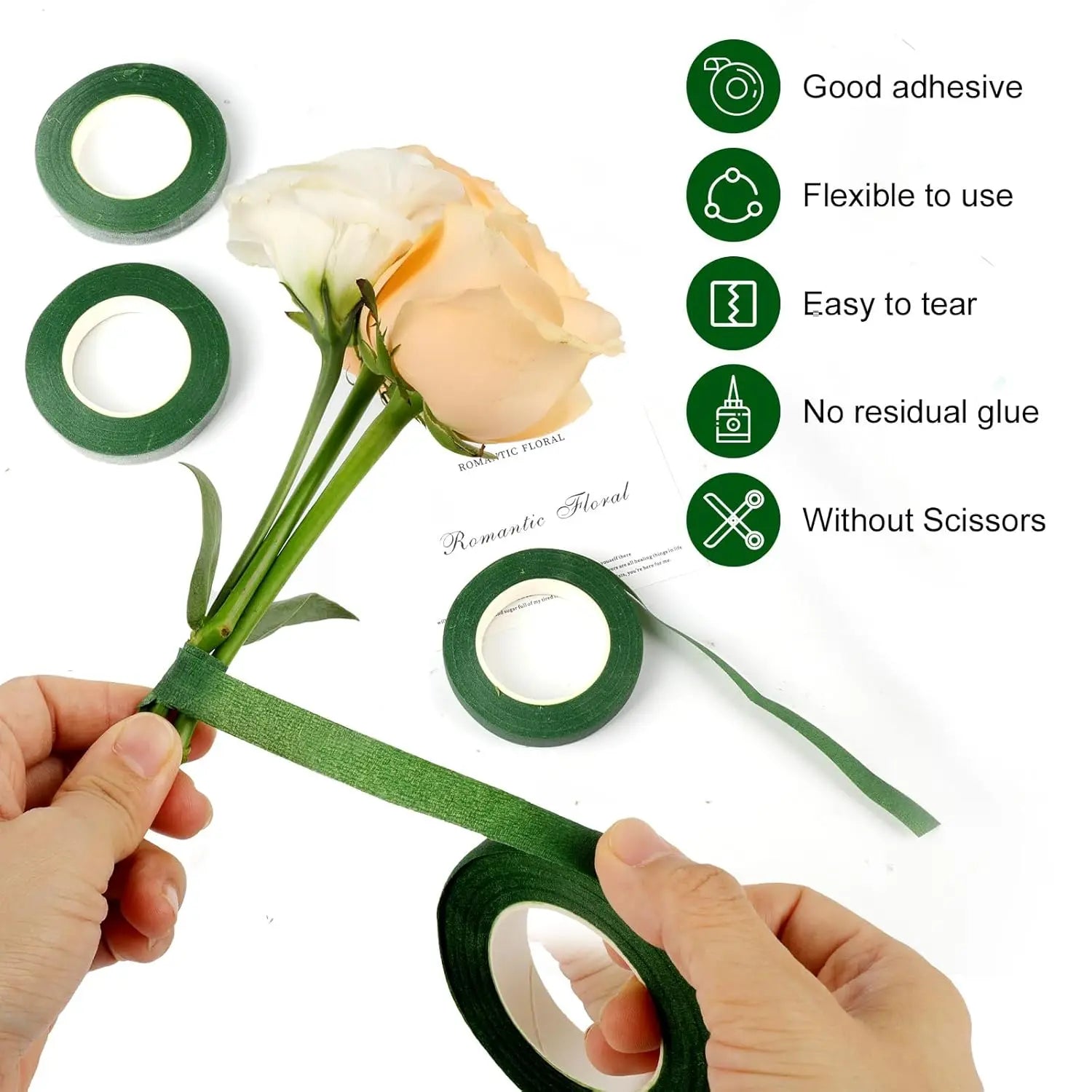 Floral Stem Wrap Tape 20 Yards – Self-Adhesive Bouquet Tape