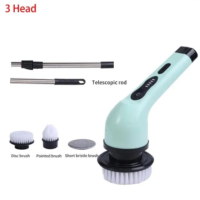 Wireless Electric Cleaning Brush Bathroom Window Kitchen Automotive Multifunctional Household Rotating Cleaning Machine Zpaxo 200588-green3