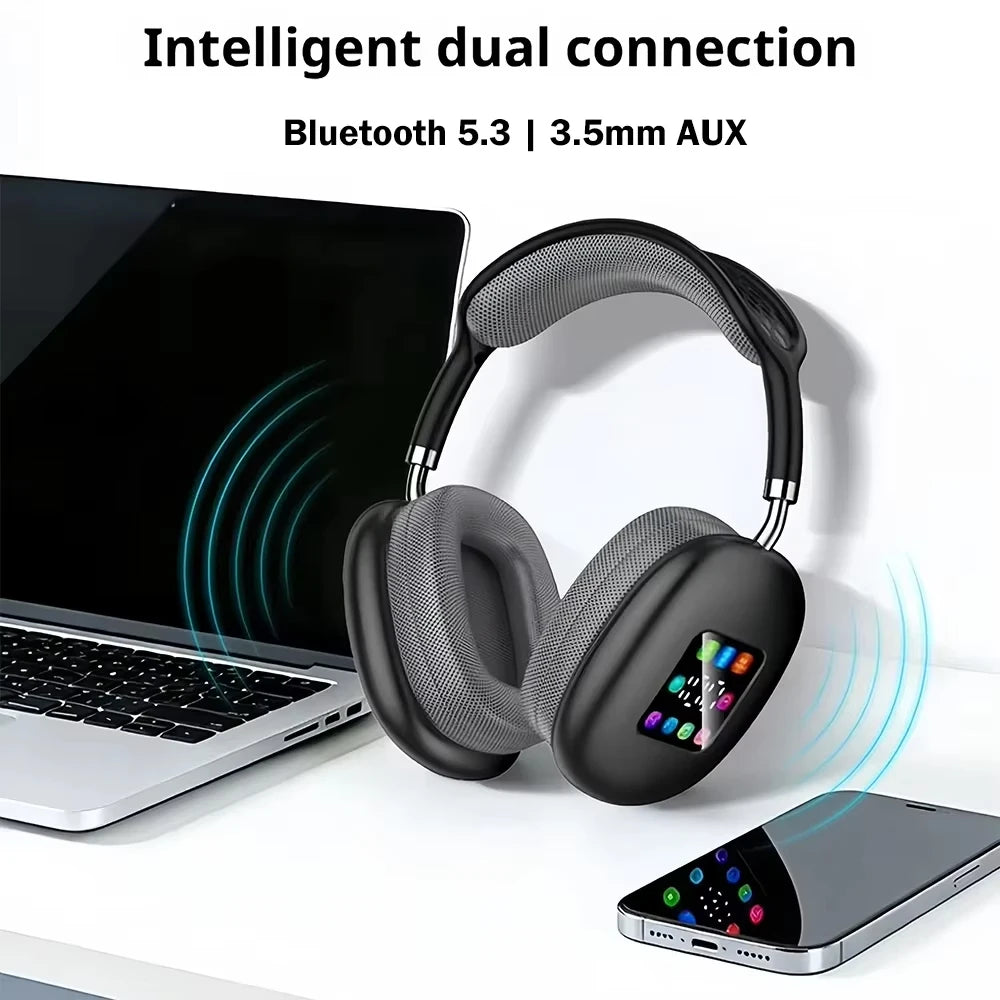 KEBIDUMEI Bluetooth 5 3 Headphones LED Screen AUX Over Ear Earphones