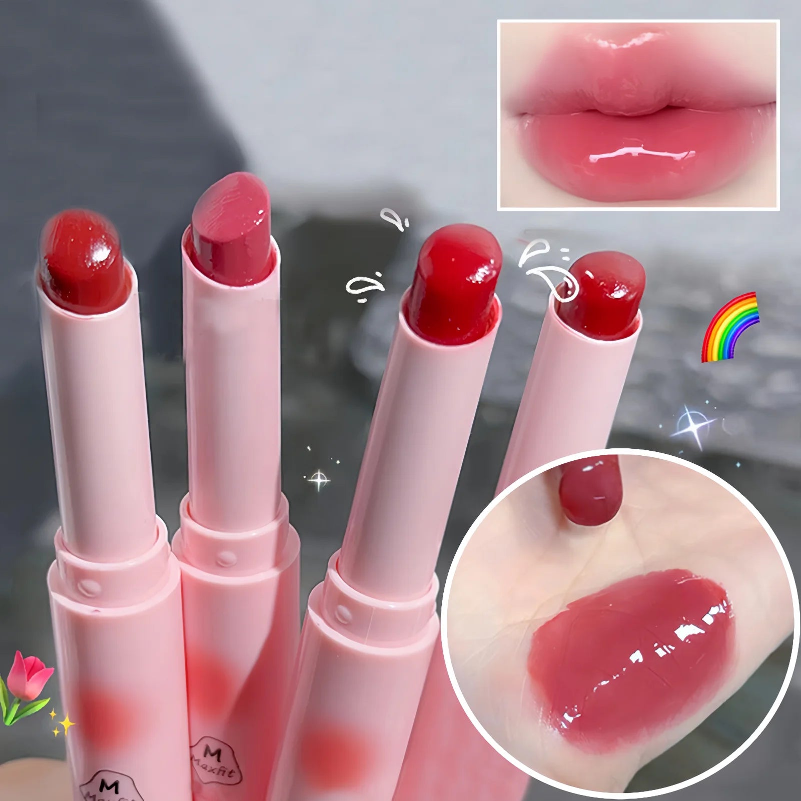 1PC Pink, Moisturizing, Nourishing, Water-Gloss Mirror Finish, Long-Lasting,Tinted Lipstick with Hydrating Formula,Holiday Gifts Zpaxo