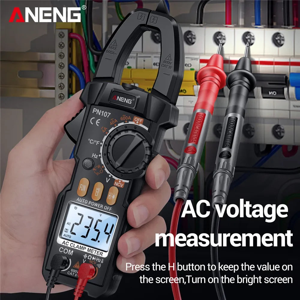 ANENG PN107 Digital Clamp Meter 600A AC Voltmeter Ammeter NCV Diode