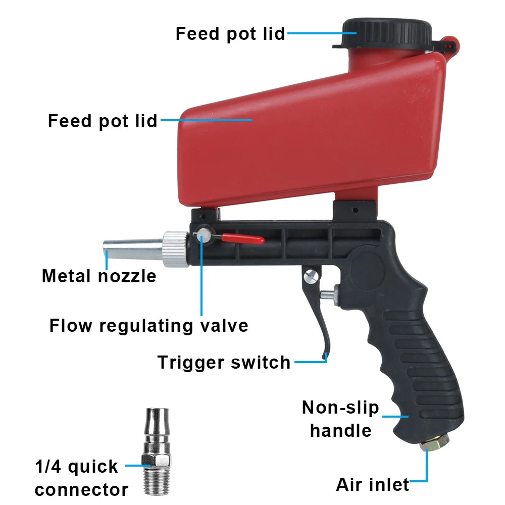 Handheld Pneumatic Blasting Gun Small Sand Machine Adjustable