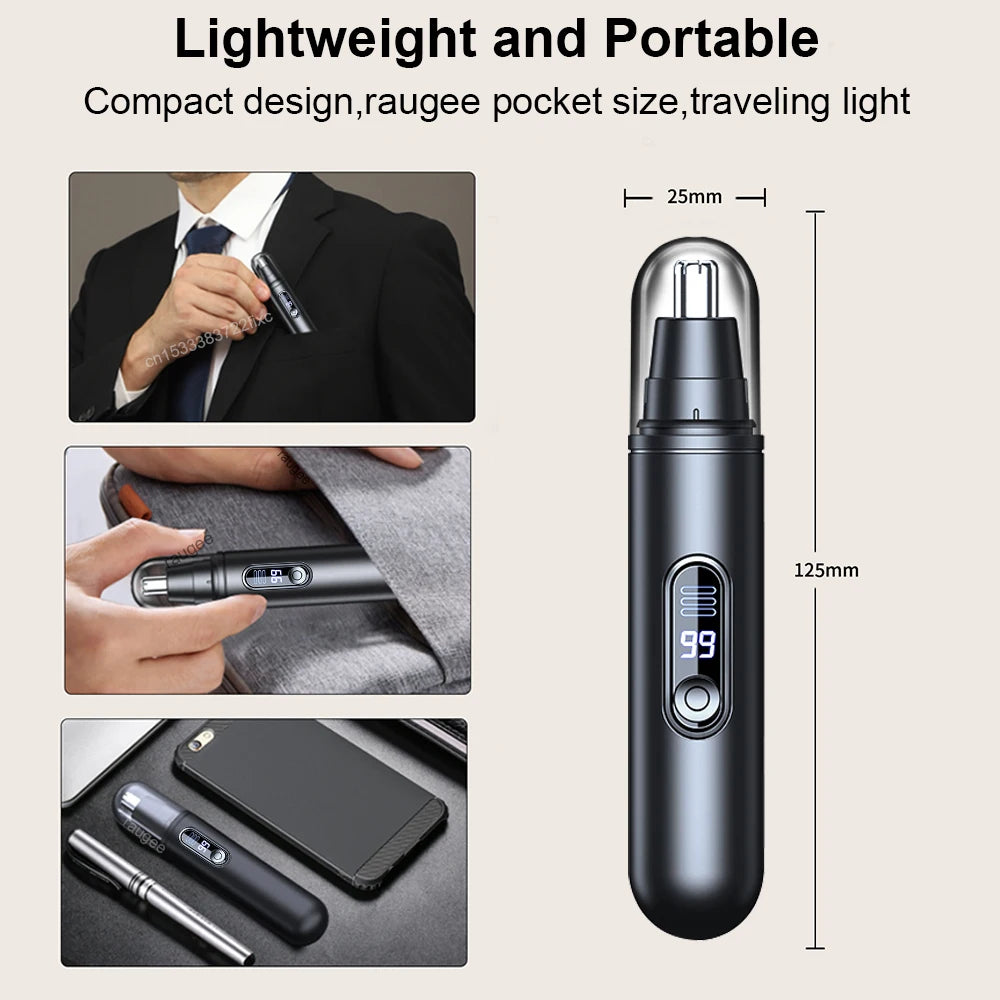 Mini Nose Hair Trimmer Rechargeable Automatic Shaving Eyebrow Ear