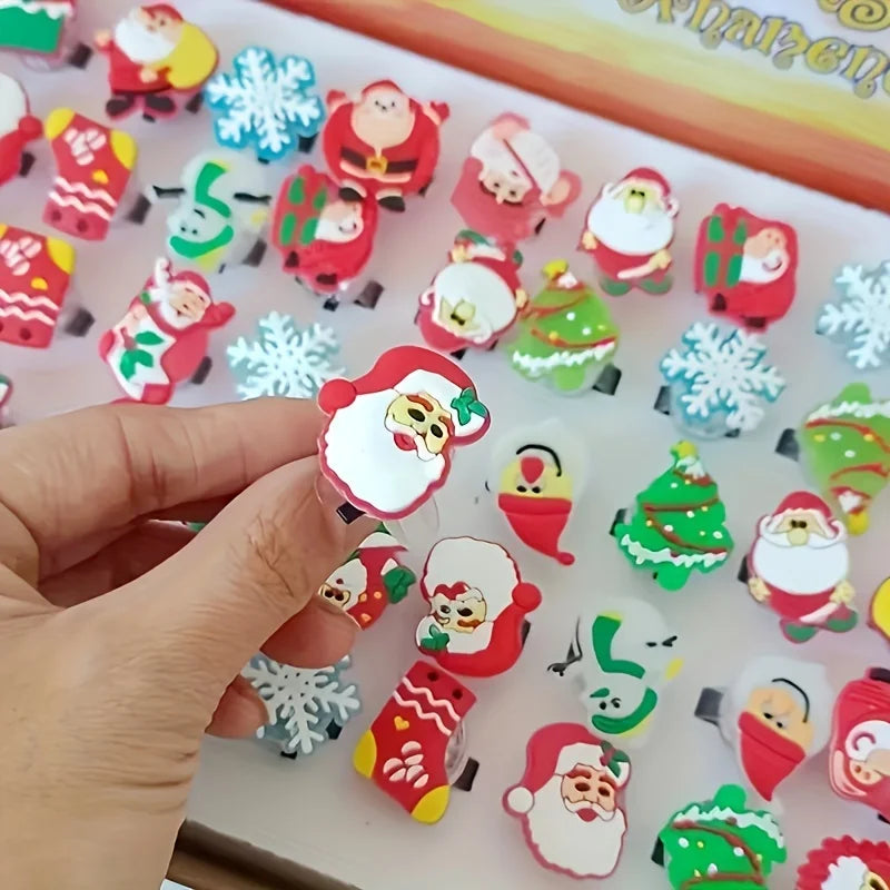 LED Christmas Party Favor Rings Glowing Finger Ring Cute Cartoon