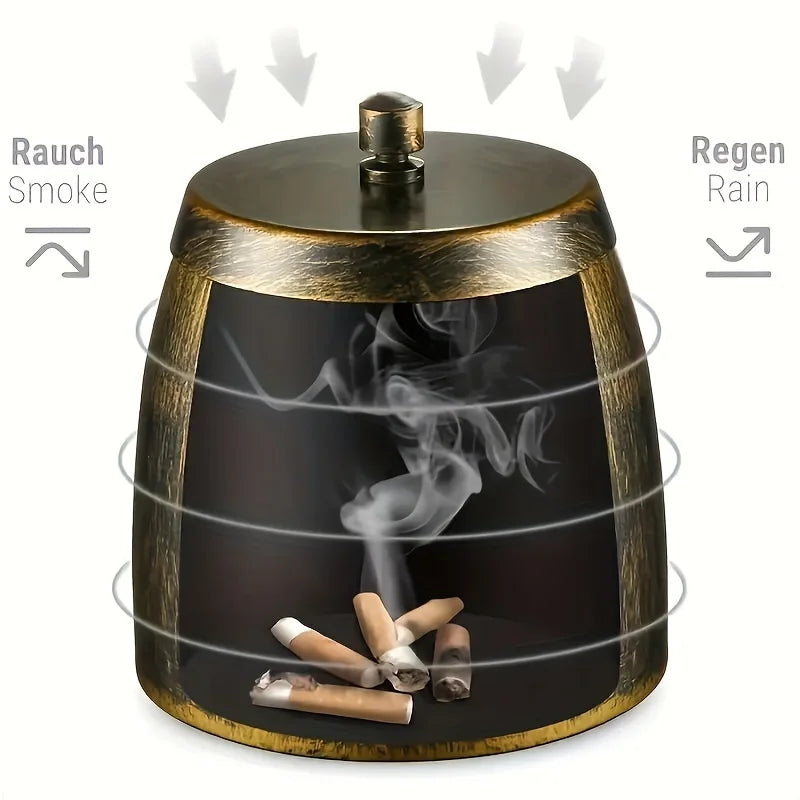 Windproof Metal Ashtray Lid Odorless Smokeless Design Indoor Outdoor