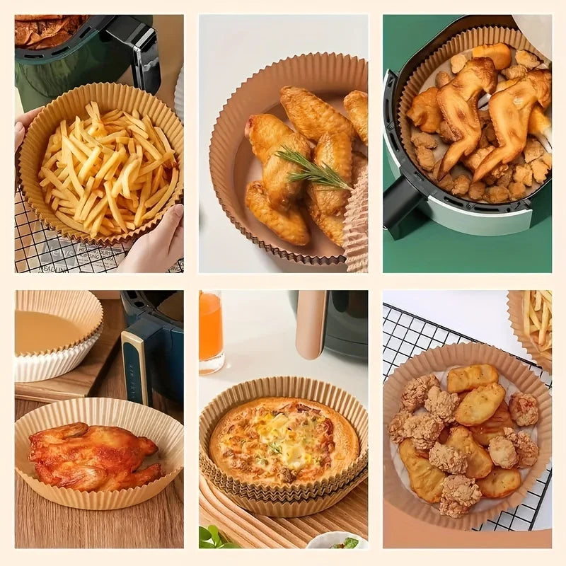 Square&Round&Rectangle Disposable Baking Paper Hot Air Fryer Paper Airfryer Cooking Baking Reusable Oven Food Waxed Paper Foil Zpaxo