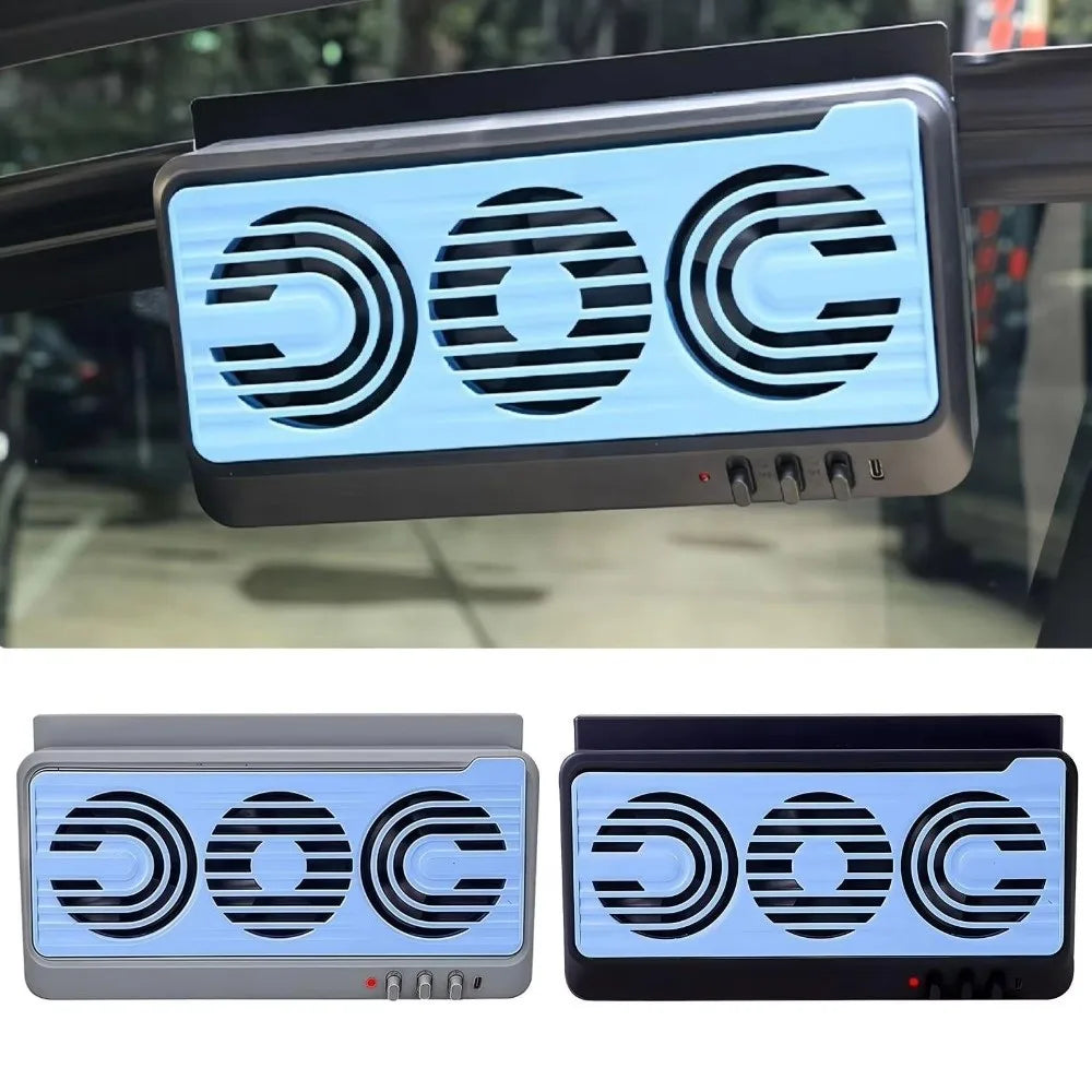 3 Fans Design Auto Window Cooler Solar Powered Promoting Air Zpaxo
