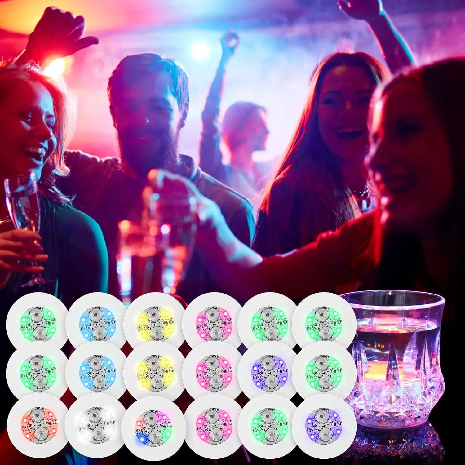 LED Drink Coasters Flashing Cup Coaster Lights Light Up Stickers