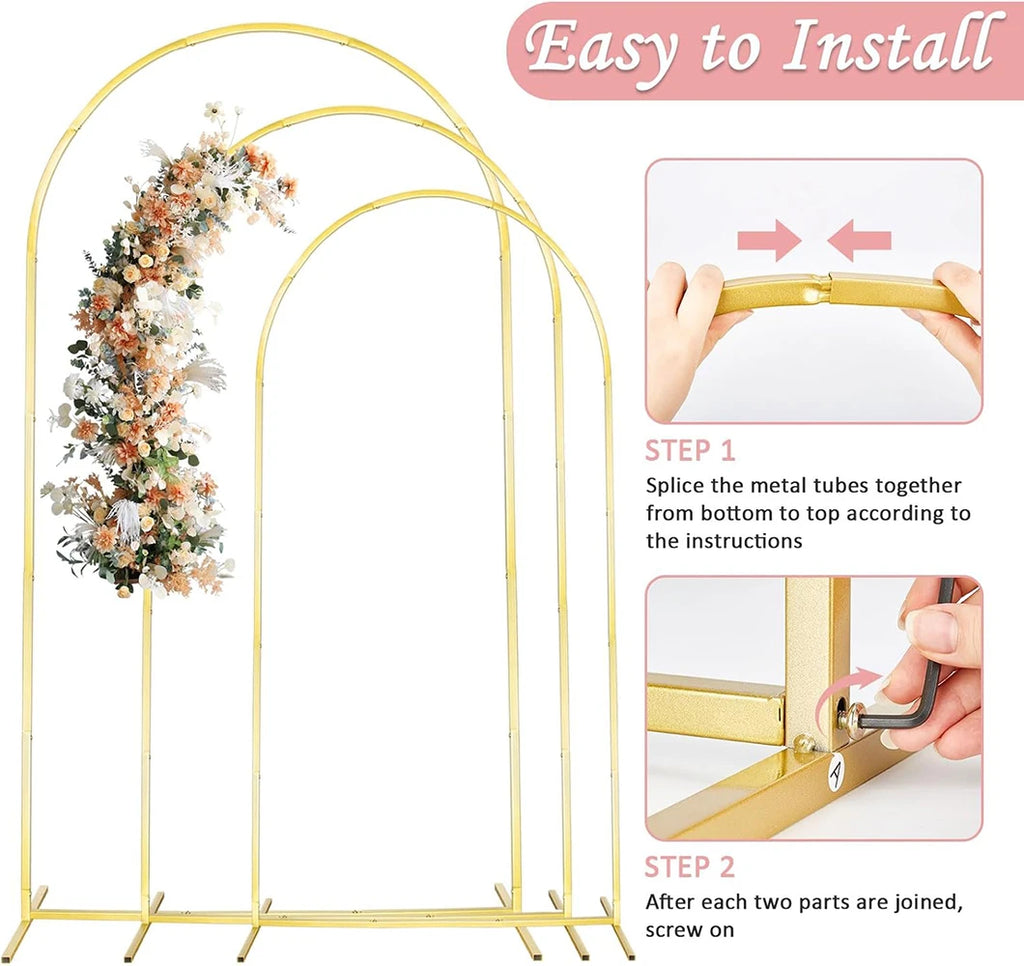 Gold Wedding Arch Stand Balloon Frame Backdrop Bracket Birthday