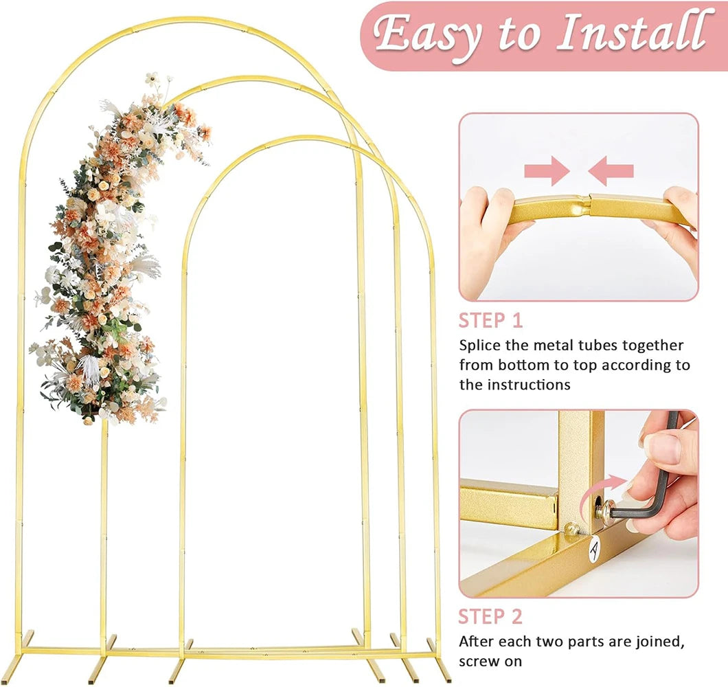 Gold Wedding Arch Stand Balloon Frame Backdrop Bracket Birthday
