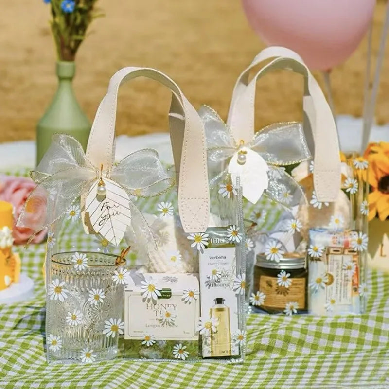 Clear Daisy PVC Tote Bag Women Premium Birthday Box Elegant