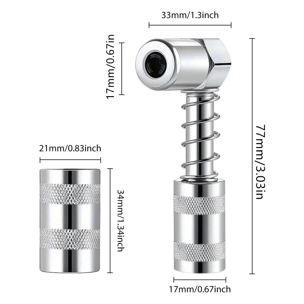 90 Degree Grease Coupler Fitting Tool Adapter Nozzle Lubrication