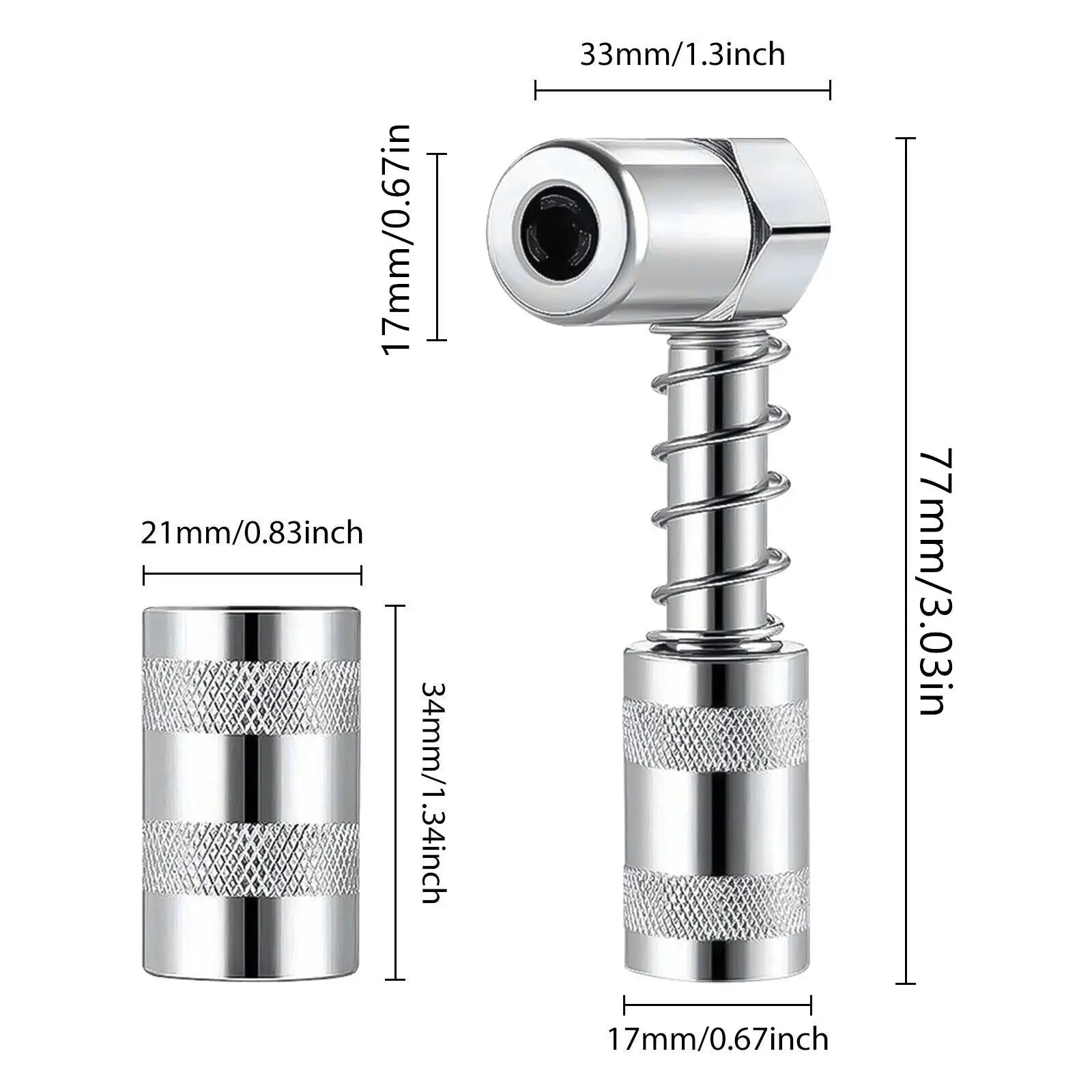 90 Degree Grease Coupler Fitting Tool Adapter Nozzle Lubrication