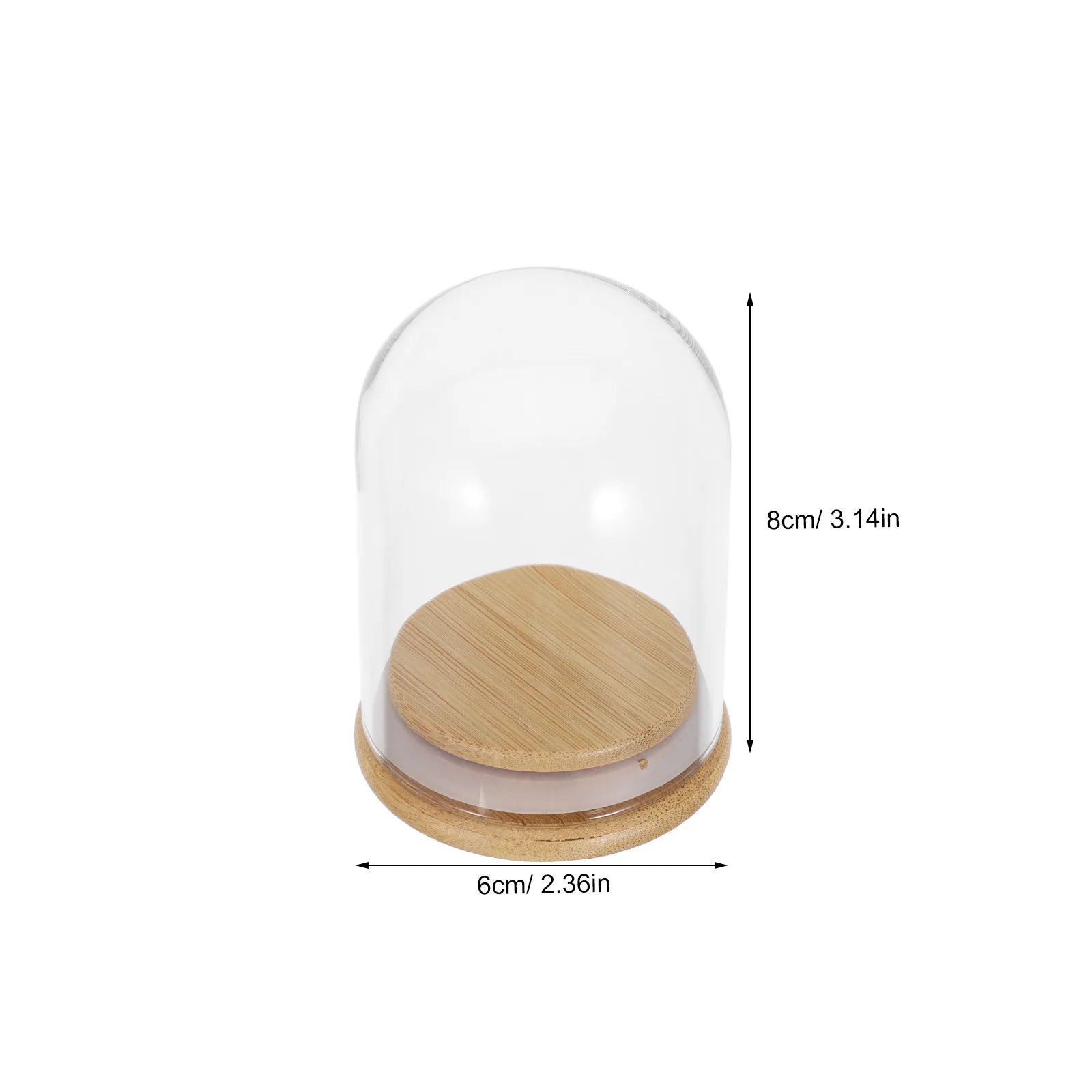 Glass Cloche Dome Display Clear 2 8x2 Inch Wooden Base Dustproof Seal