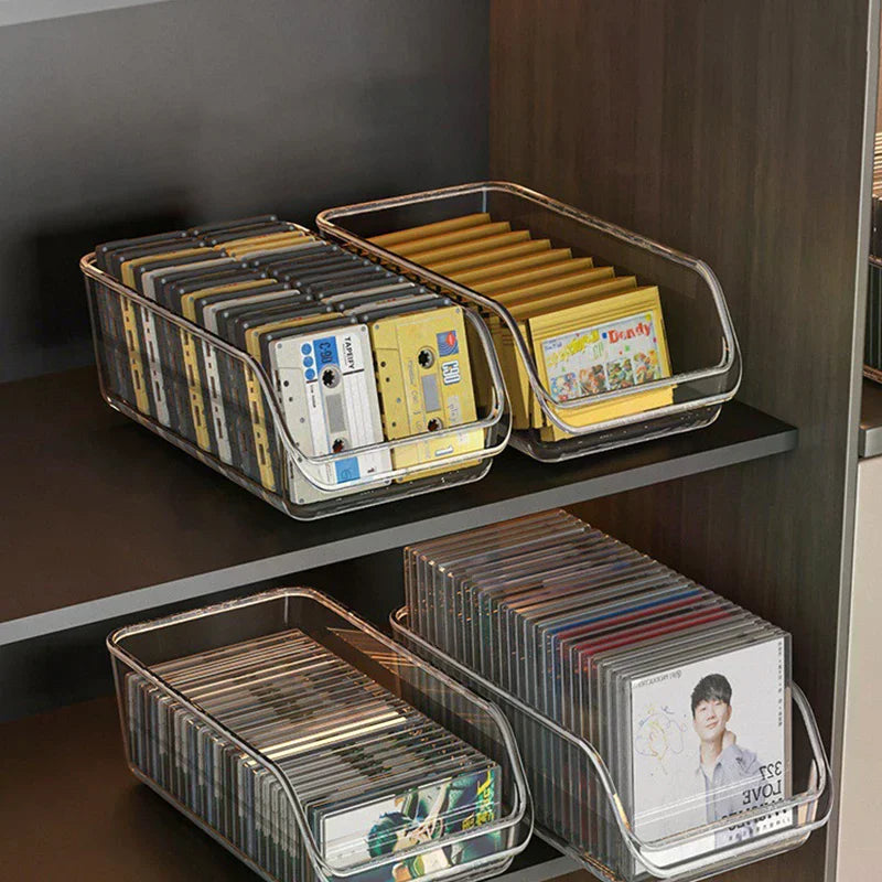 Desktop Disc Black CD Disc Transparent Acrylic Photo Card Organizer Compartment Flip BoxAlbum Storage Box Zpaxo