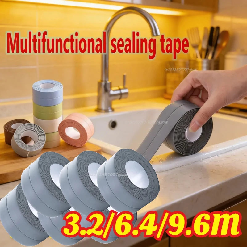 Sealing Tape Waterproof Self-adhesive PVC Oil-Proof Kitchen Sink Edge Corner Wall Sticker Waterproof Toilet Sealing Strip Tape Zpaxo