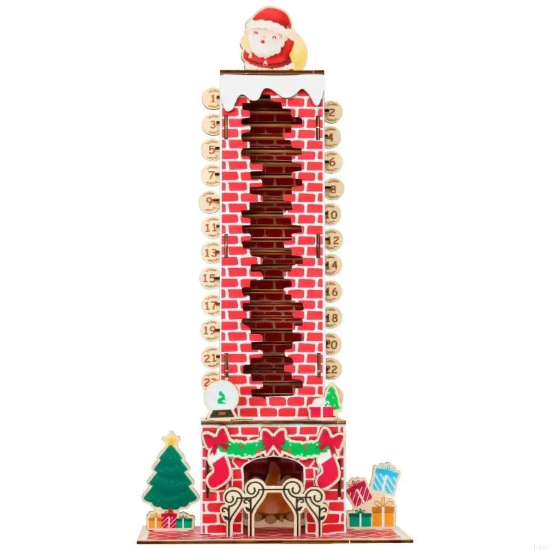 Christmas Countdown Calendar Santa Descending Chimney Design Wooden