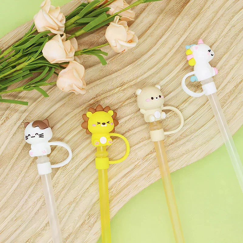 Silicone Sealing Straw Plug Reusable Drinking Dust Cap Cartoon Plugs Zpaxo