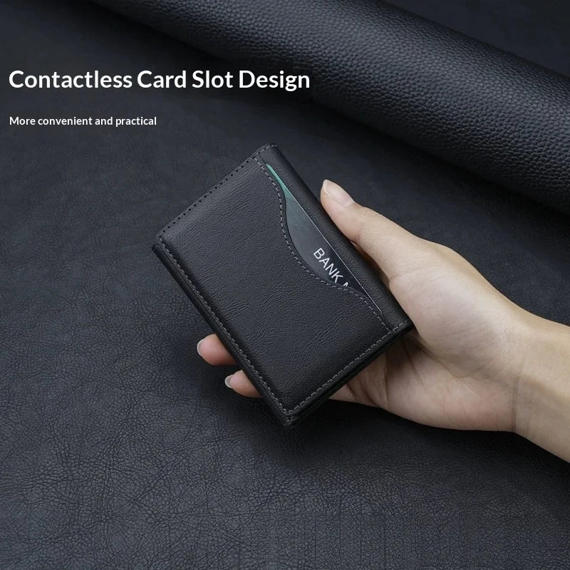 PU Leather Card Holder Both Wallet Multi-card Storage Phone Back