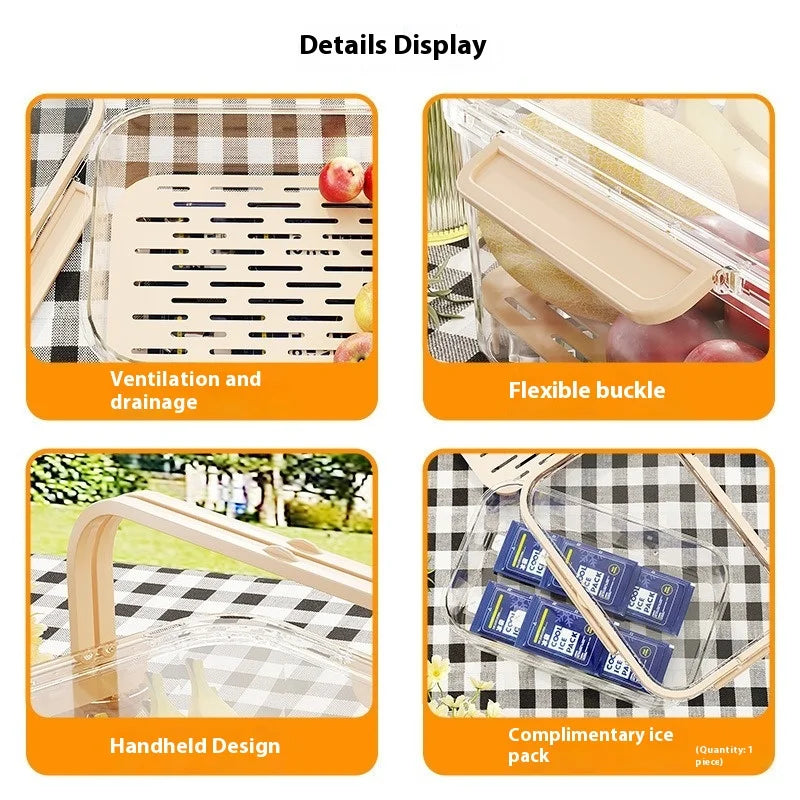 Large Capacity Bento Box, Handheld Portable Fresh-keeping Box for Outdoor Spring Outing, Student Spring Outing Fruit Sealed Box Zpaxo
