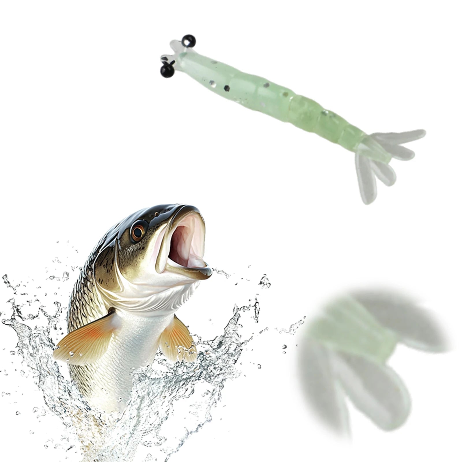 Soft Worm Shrimp Fishing Lure Glitter Direct Tackle Lures 3D Shrimps