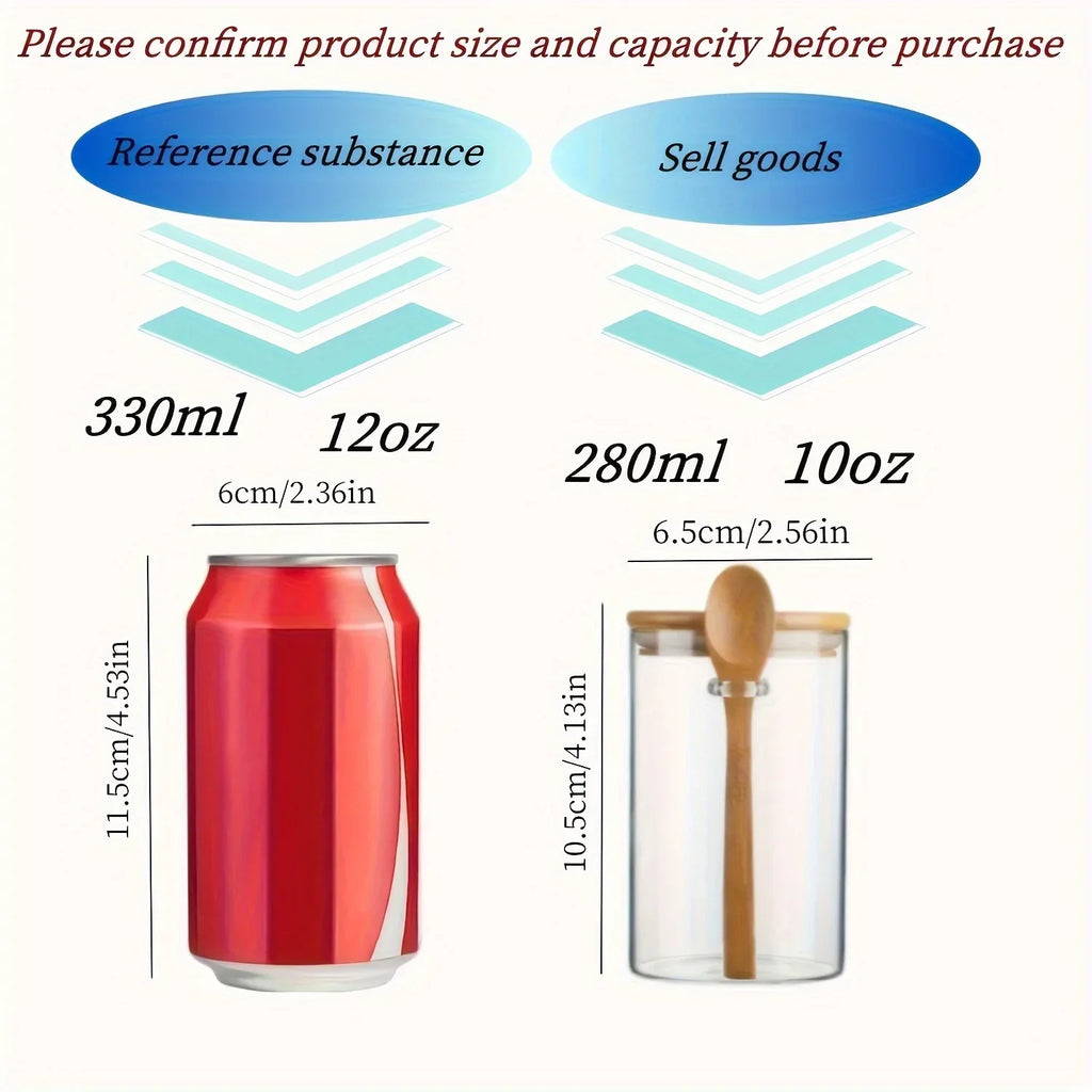 280ml Airtight Glass Jar with Bamboo Lid & Spoon – 10oz Food Storage Glass Storage Jar Zpaxo