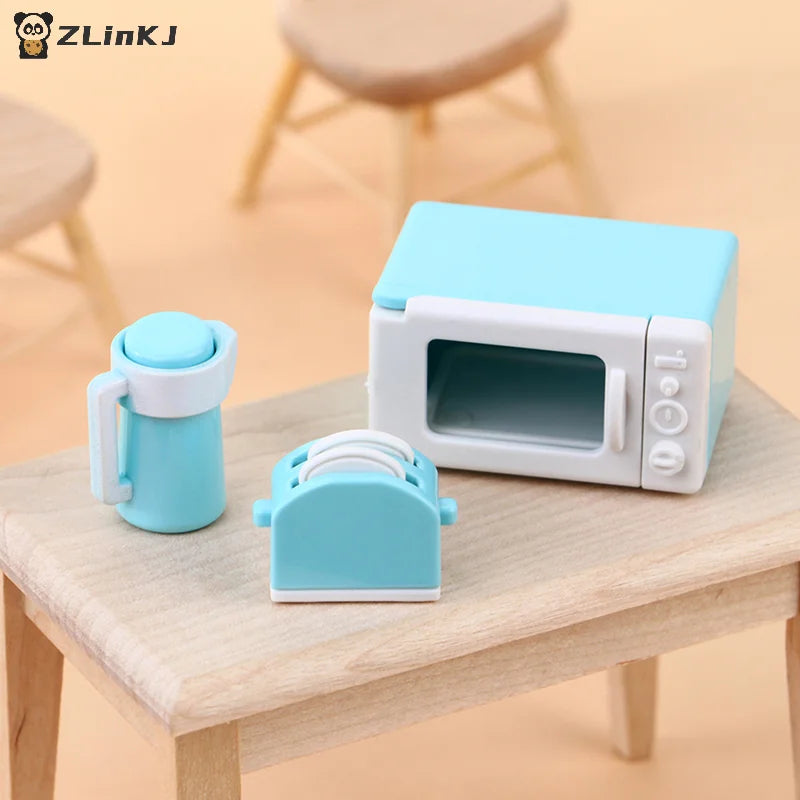 ▶1Set 1:12 Dollhouse Mini Microwave Bread Maker Kettle Kit Kitchen Cookware Toy Zpaxo