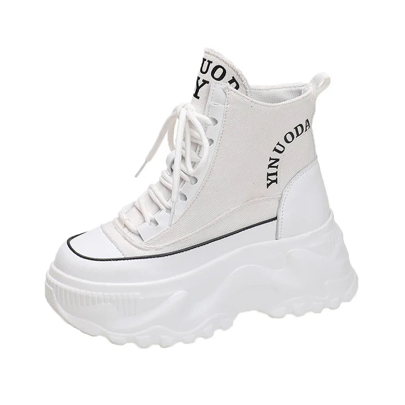 Fashion Chunky Platform Motorcycle Boots Women Autumn Winter Thick Zpaxo WHITE 34(Foot 22cm) China Mainland