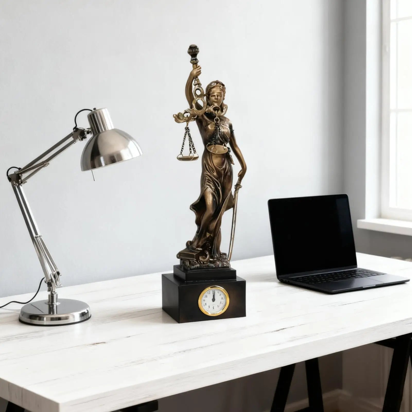 Lady Justice Statue Resin Figurine Ornament Clock Scale Sculpture