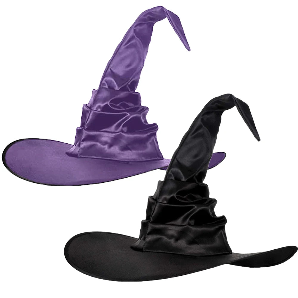 Halloween Witch Hats Black Folds Wizard Hat Masquerade Party Kids