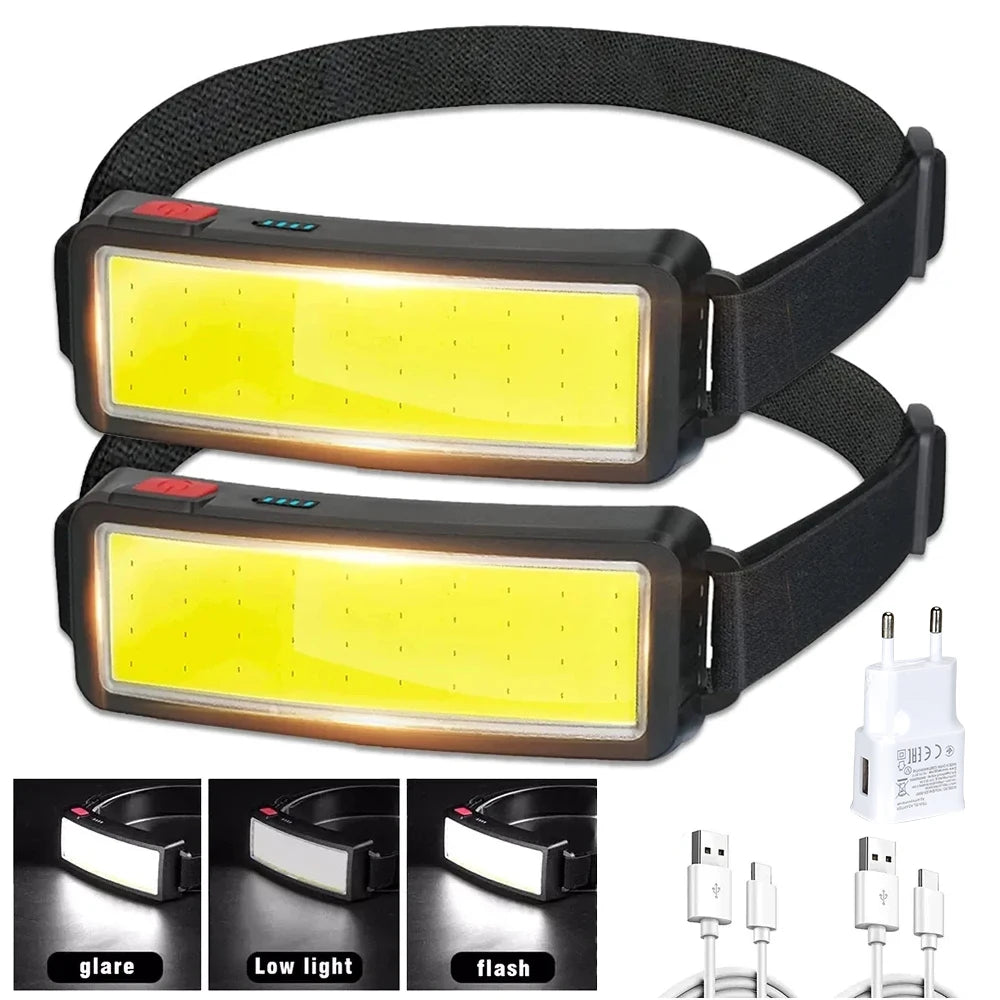 USB Rechargeable COB LED Headlamp – 500 Lumen Waterproof Torch