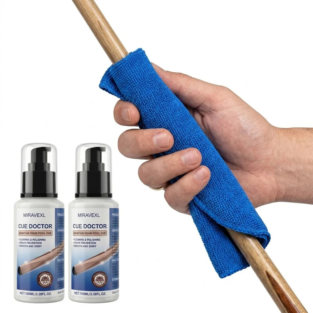 MIRAVEXL 100ml Pool Cue Shaft Cleaner Polish Conditioner Set Billiard Snooker Accessories Maintain Smooth W/ Cleaning Cloth Zpaxo