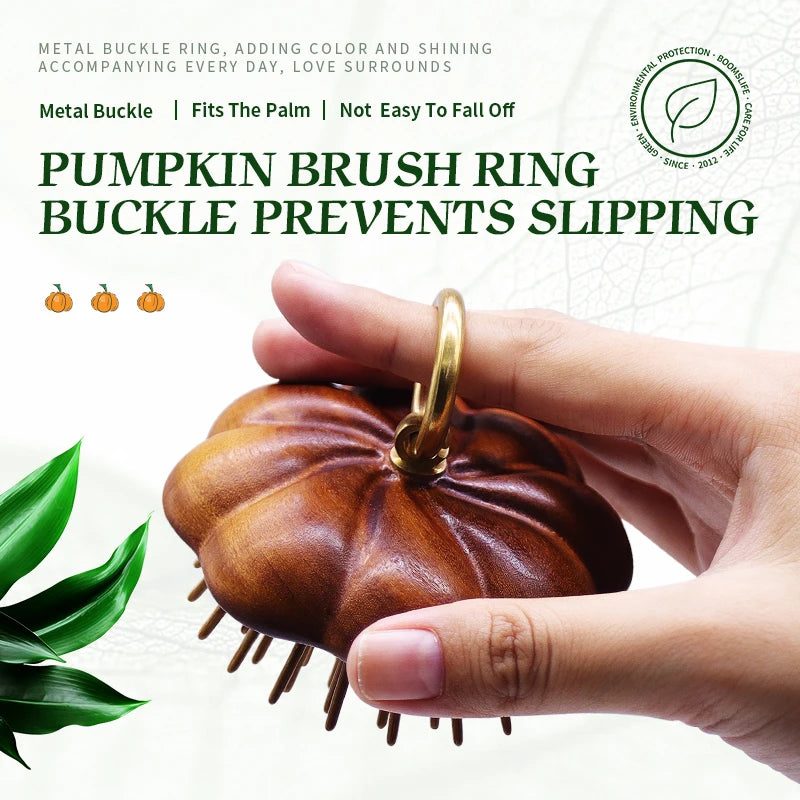 Pumpkin Design Head Scalp Massage Hair Comb Sandalwood Mini Hair Brush Women Portable Pocket Wide Tooth Comb For Hair Care Zpaxo