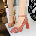Fashionable Elegant Women Thick Heel Waterproof Platform Shallow Zpaxo 9983-K106 Red 36 China Mainland