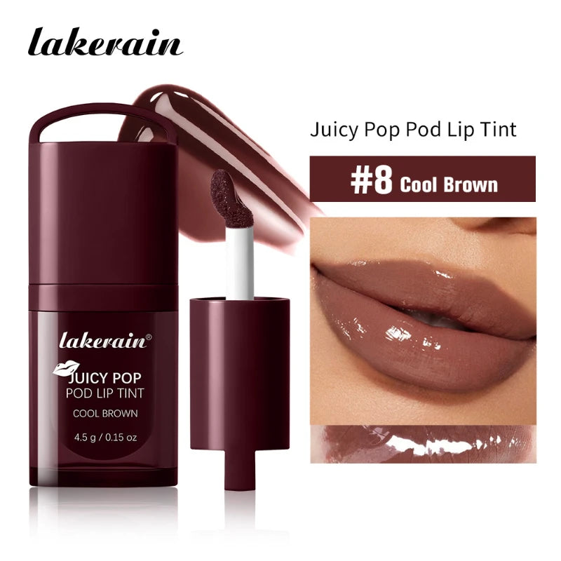 Glossy Mirror Lip Oil – Hydrating Plumping Tinted Lip Glaze Tinted Lip Oil Zpaxo 8 Cool Brown