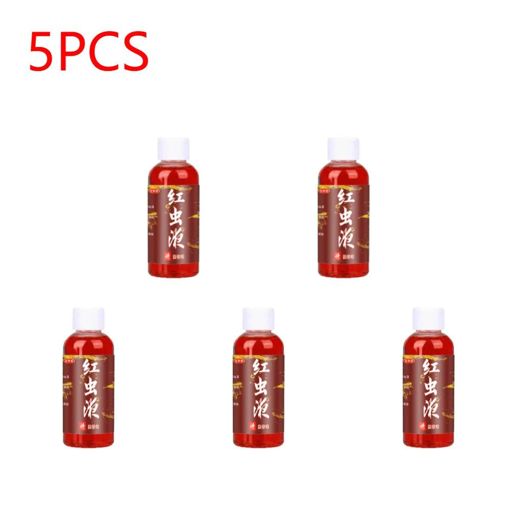 5-1PCS 60ML Fish Attractant Liquid Blood Worm Scent Concentrated Perch Catfish Red Worm Liquid Fish Bait Fishing Accessories Zpaxo 5PCS B